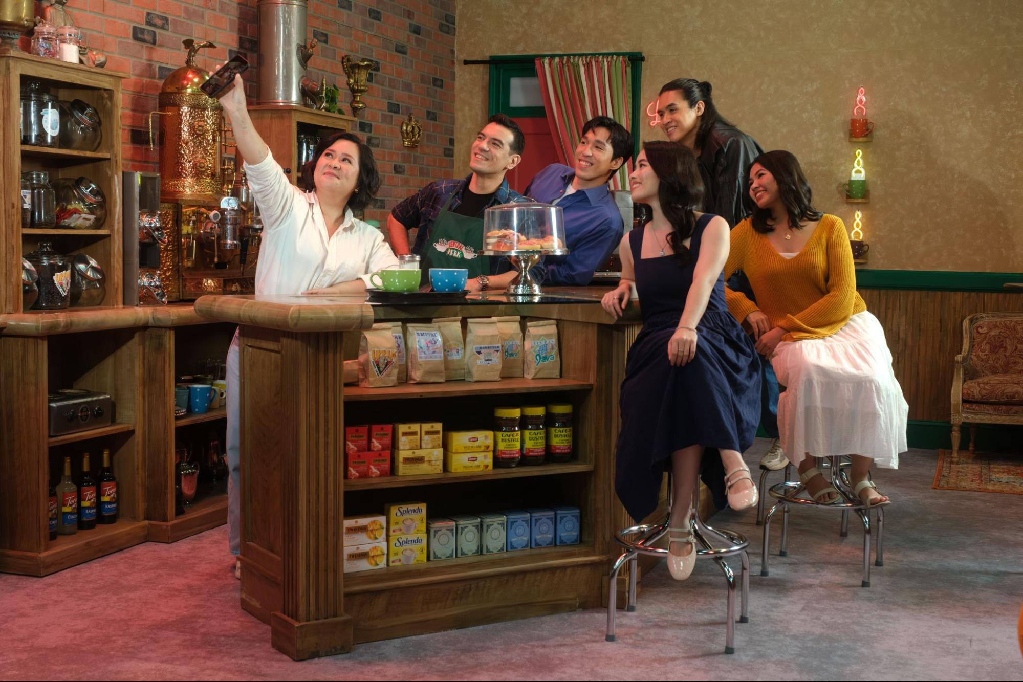 Friends taking selfie in the living room