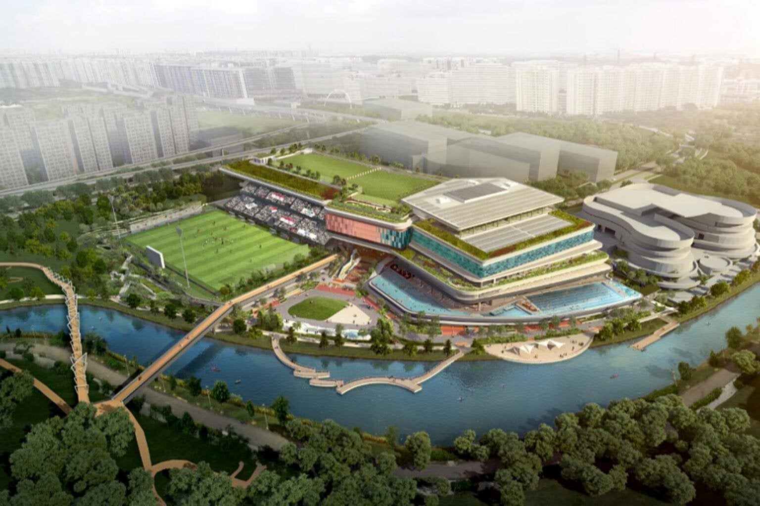 punggol sports regional centre - artist impression aerial view