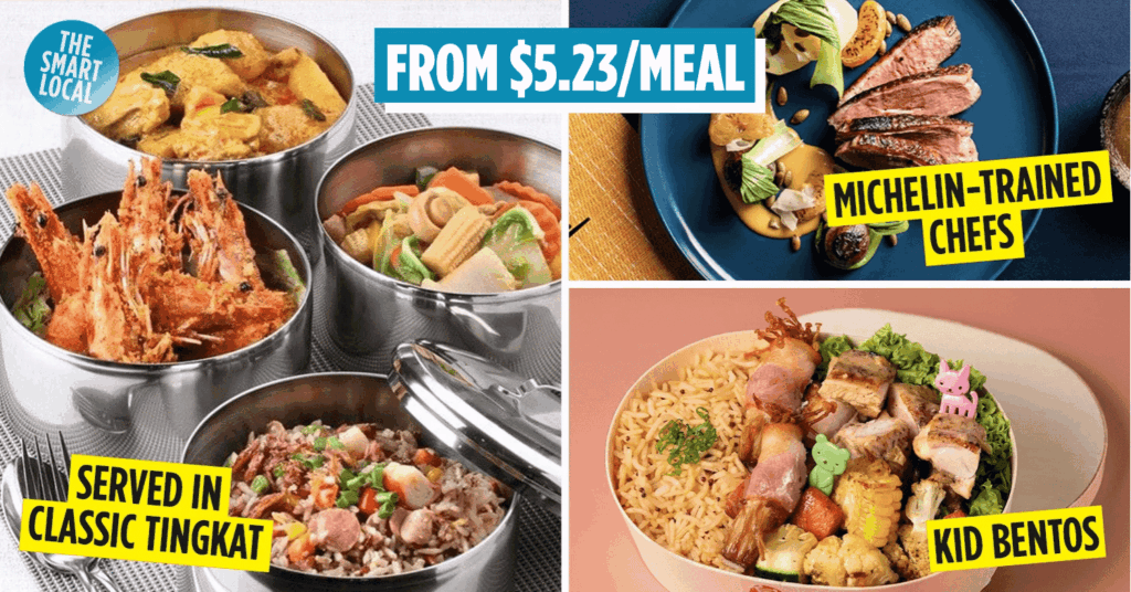tingkat delivery - from $5.25/meal, served in classic tingkat, Michelin-trained chefs, kid bentos