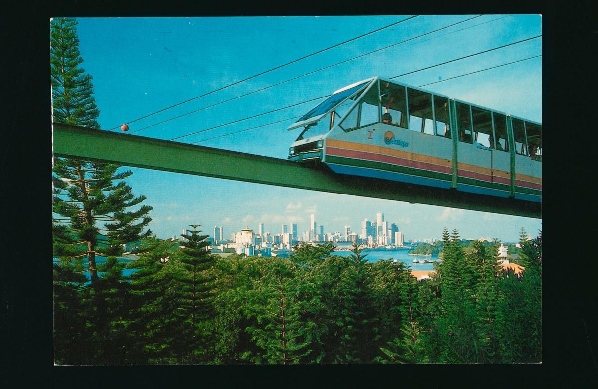 Old Sentosa Monorail with driver and passengers