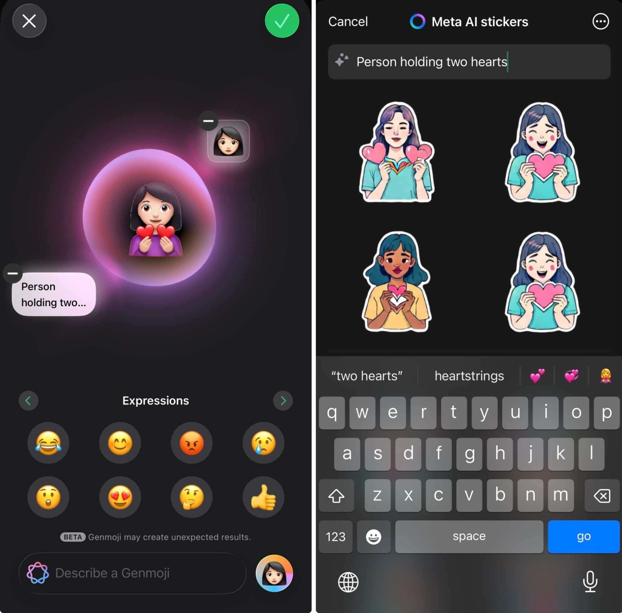WhatsApp hacks & features - Genmoji vs Meta AI stickers