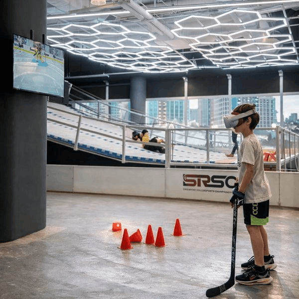 ice penguin ice skating rink clarke quay central VR ice hockey simulator