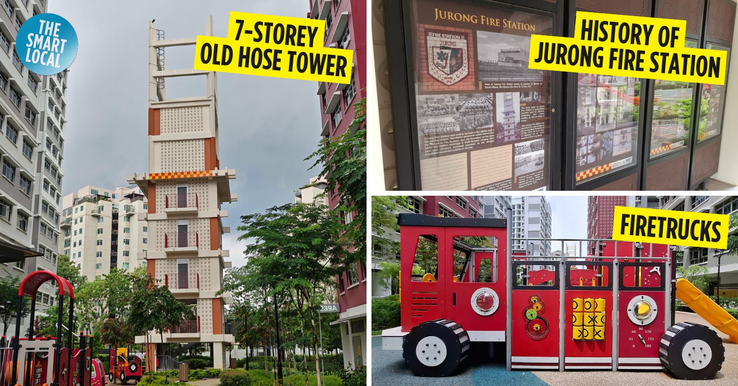 This Playground In Jurong Has A Refurbished Fire Station Tower & Emergency Vehicles For Kids To Hop On