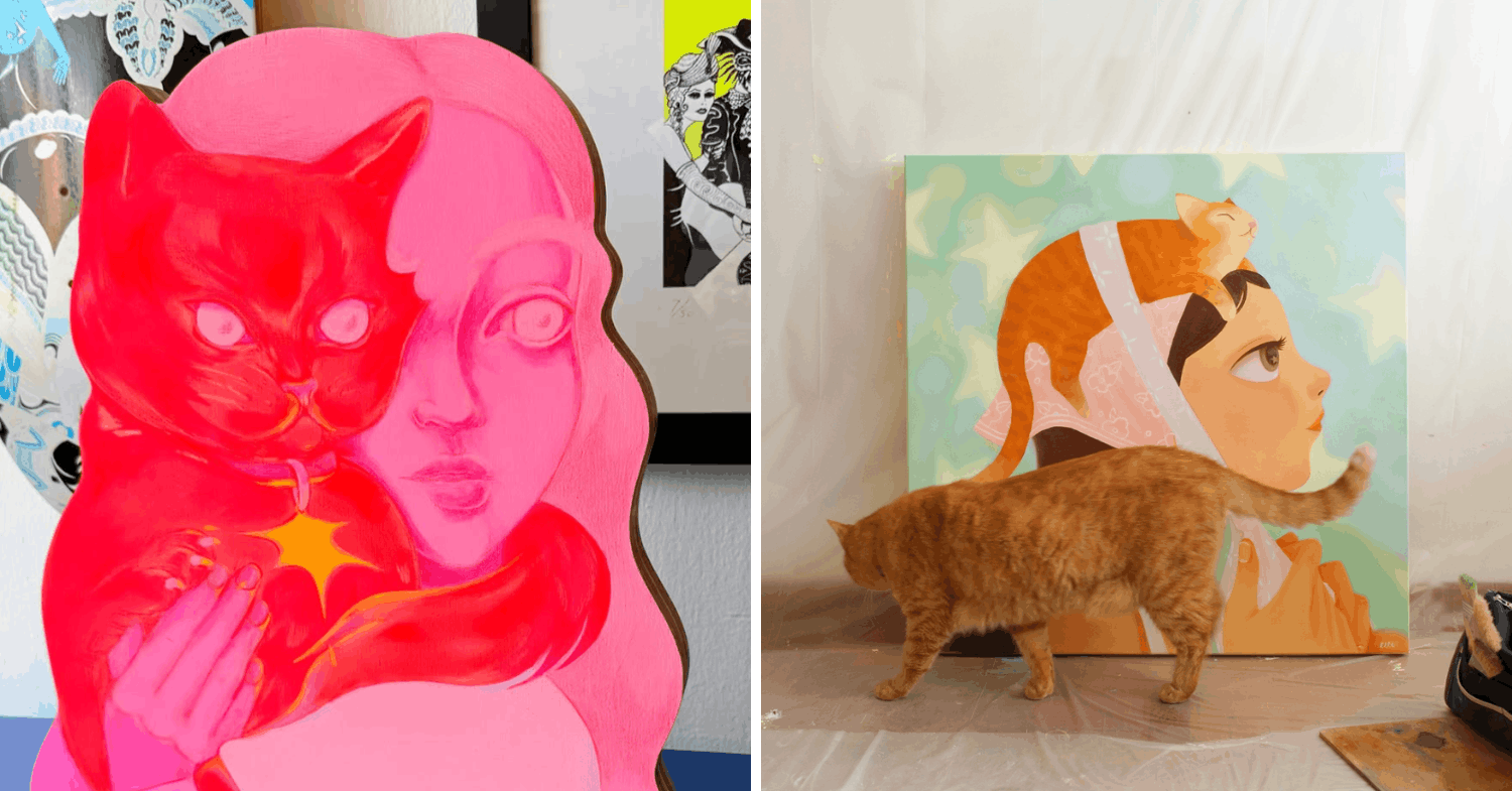 cat themed art exhibition toxoplasmosis by tokonama