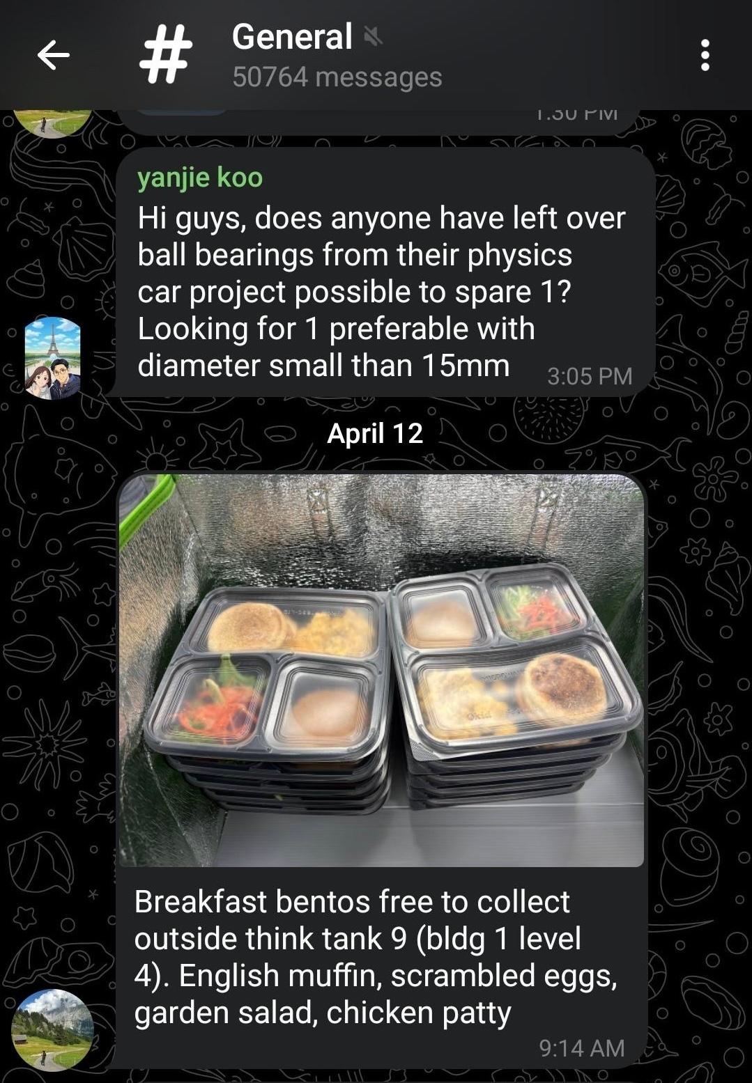 Local uni Telegram groups for free food - SUTD Family (1)