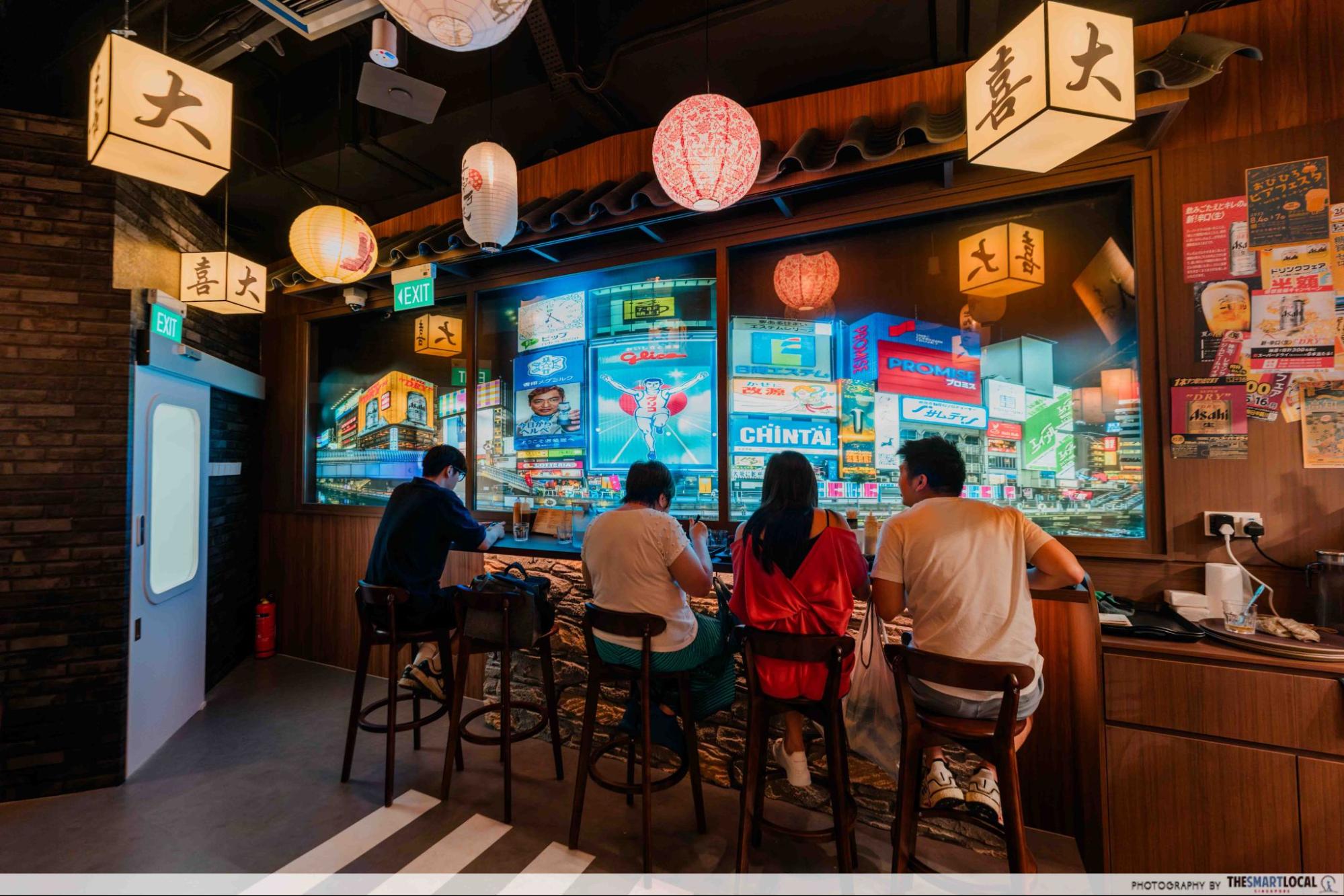 View of Dotonbori at Tonkatsu Daiki