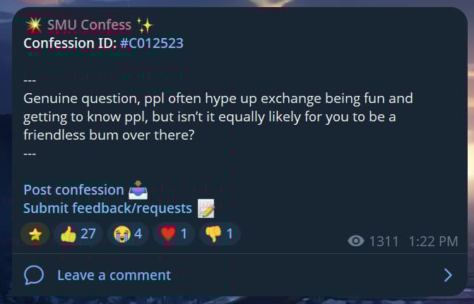 Confession about university exchange