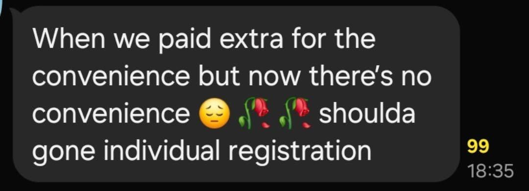 University Exchange student registration response