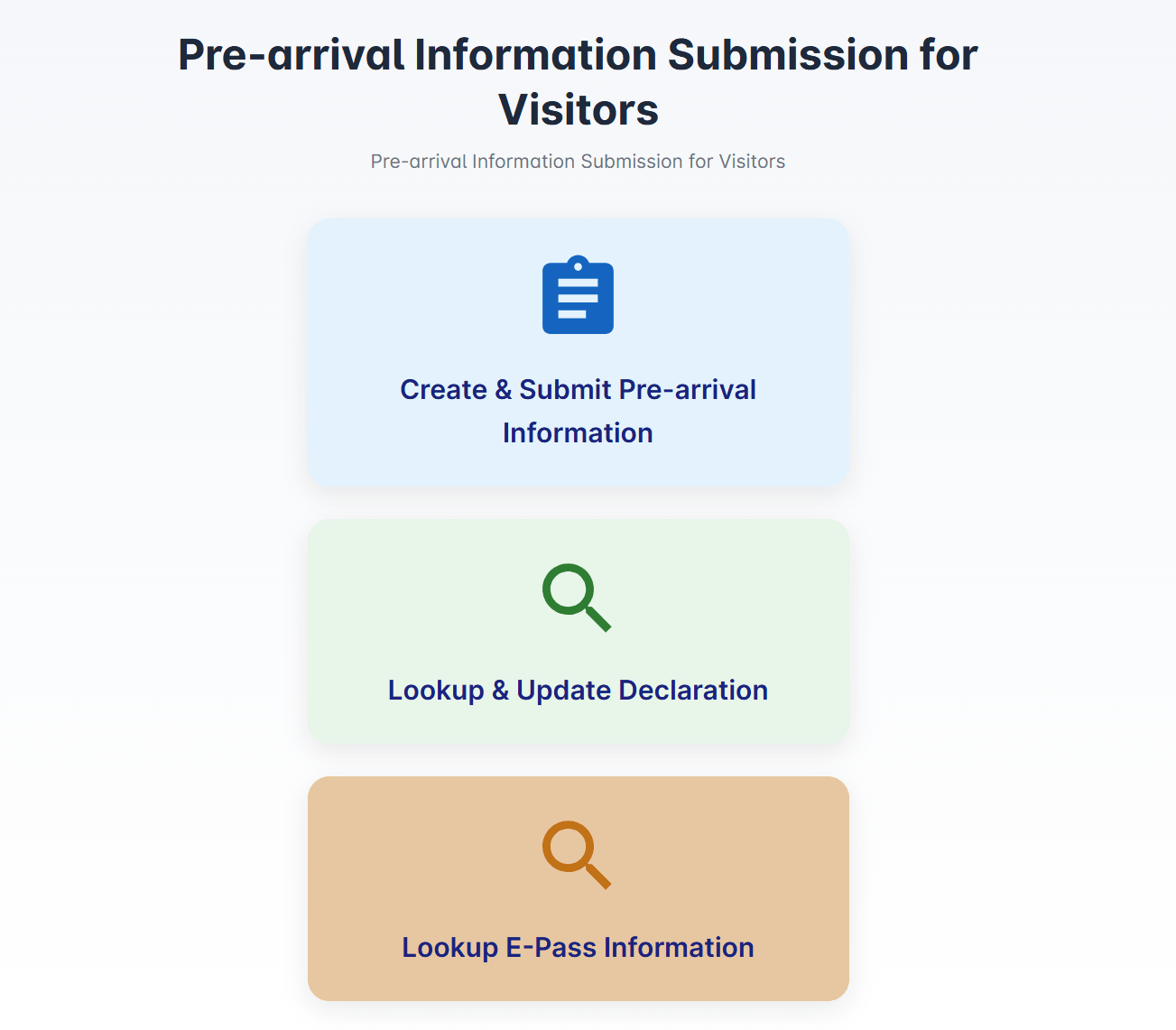 Vietnam's pre-arrival declaration homepage