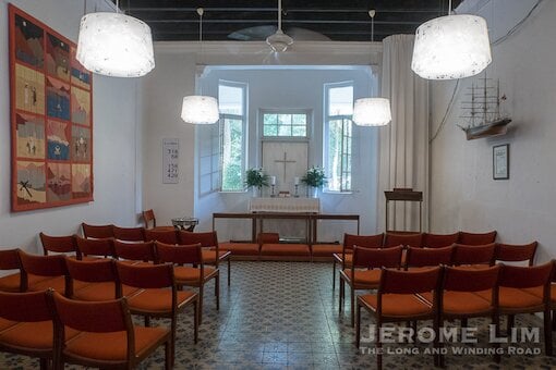 golden bell mansion - dining room turned worship hall