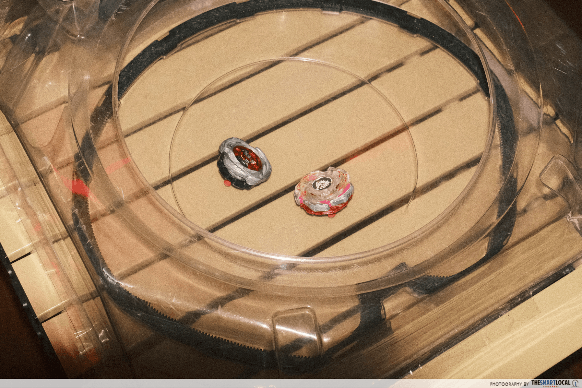 Beyblades in stadium