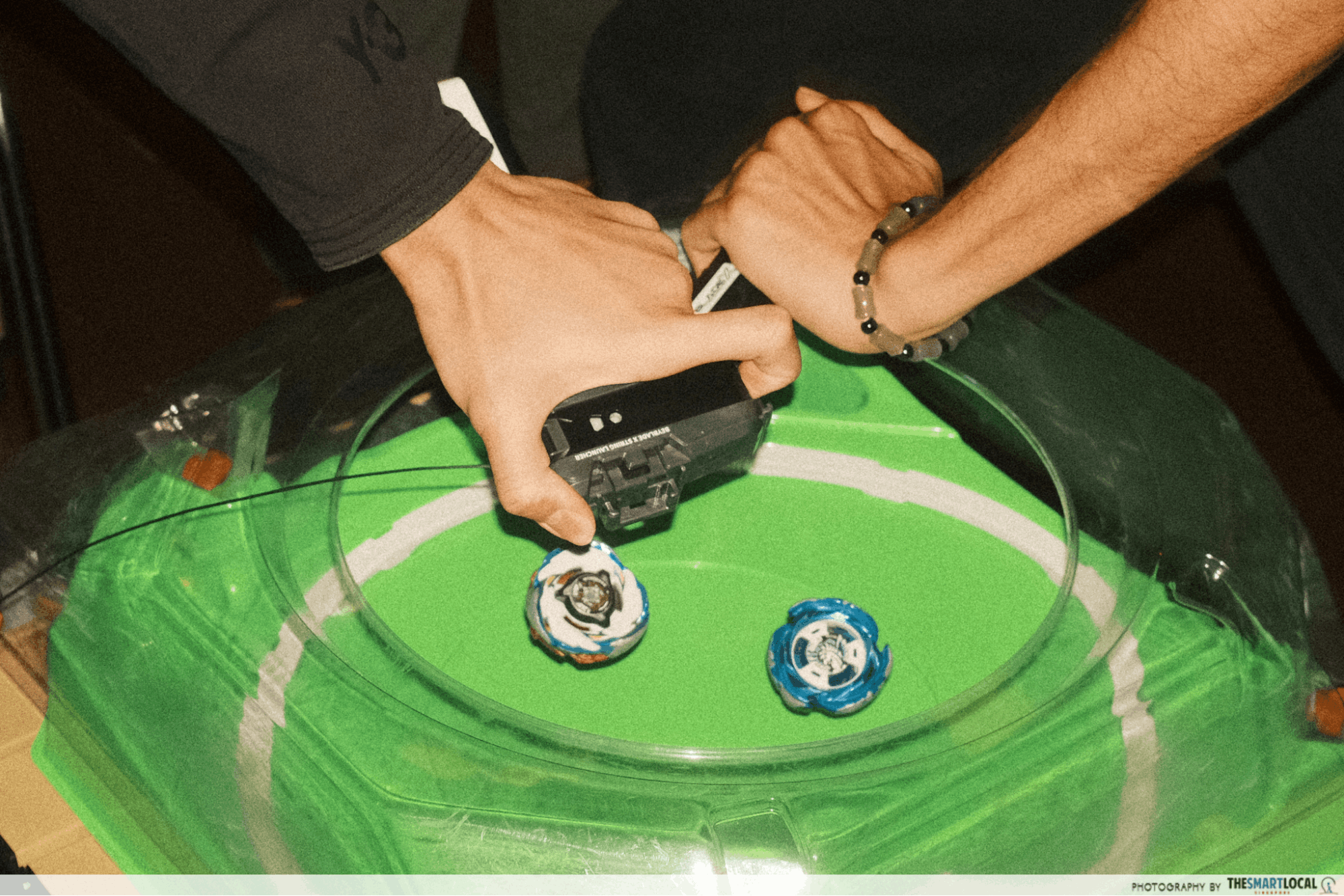 Beyblades in stadium