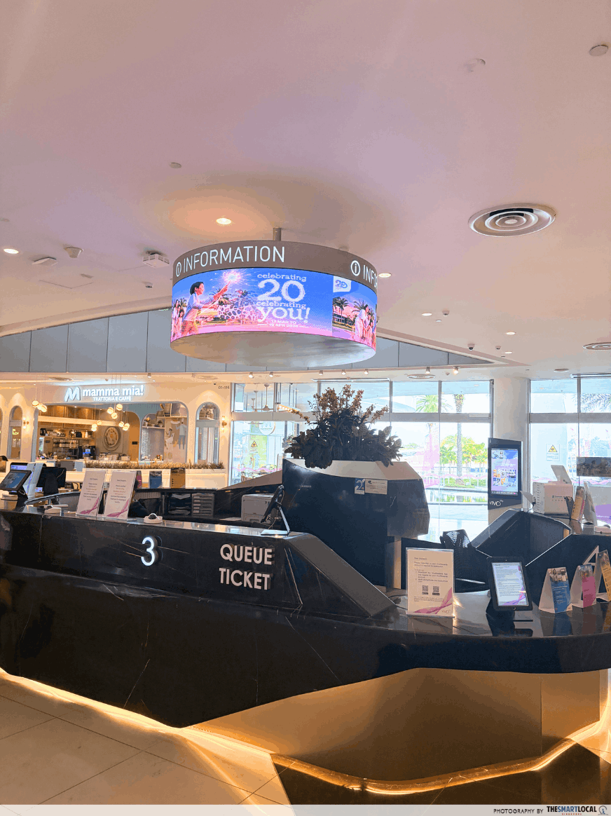 Vivocity 20th anniversary stamp rally information counter