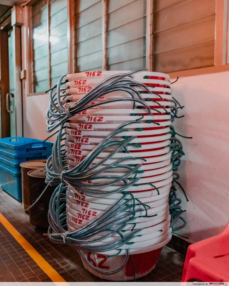 Jurong Fishery Port Tour - numbered buckets