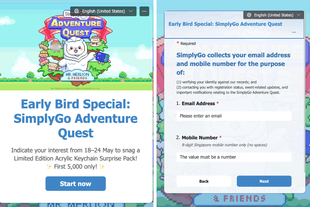 SimplyGo Adventure Quest - app registration