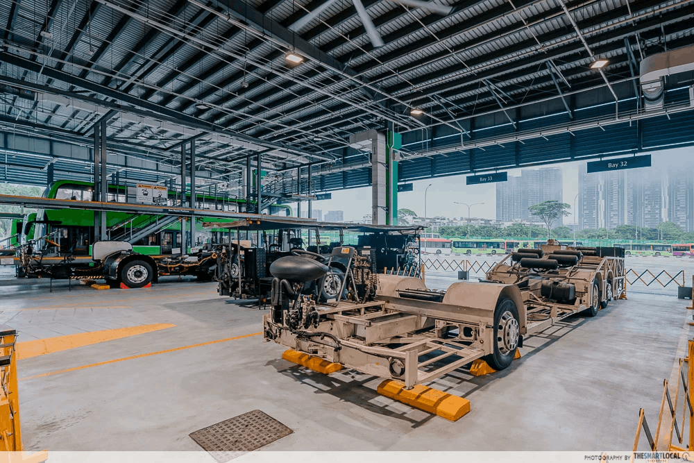 bus frame in bus depot