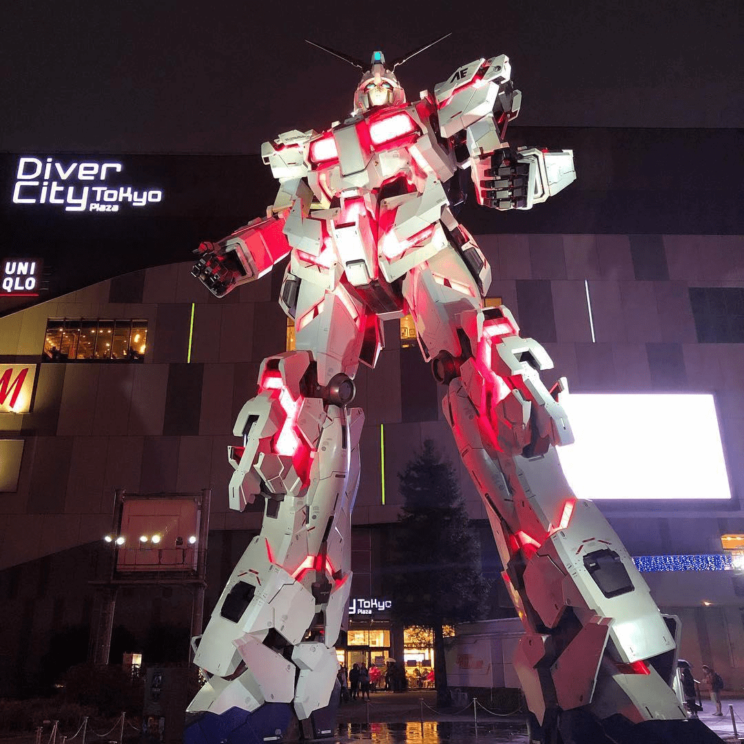 gundam at night