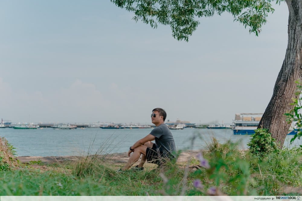 sitting at marina south promenade