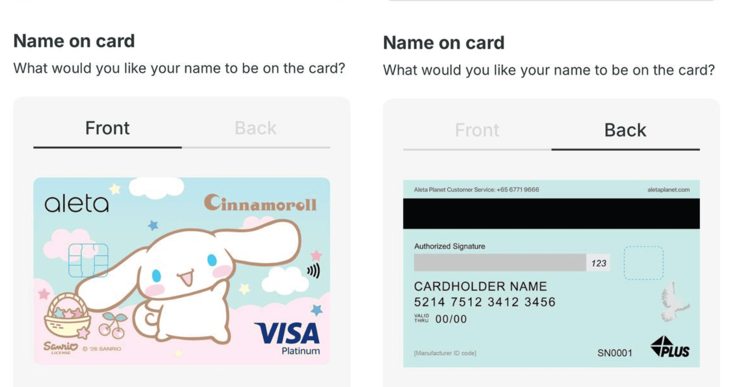 Applying for Sanrio-themed debit card