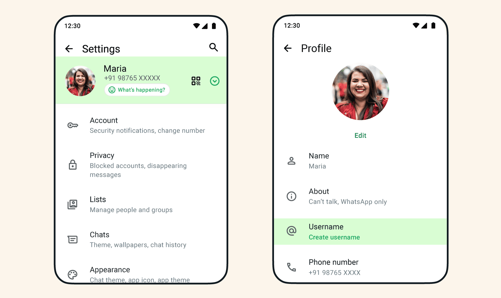 WhatsApp username for Android users