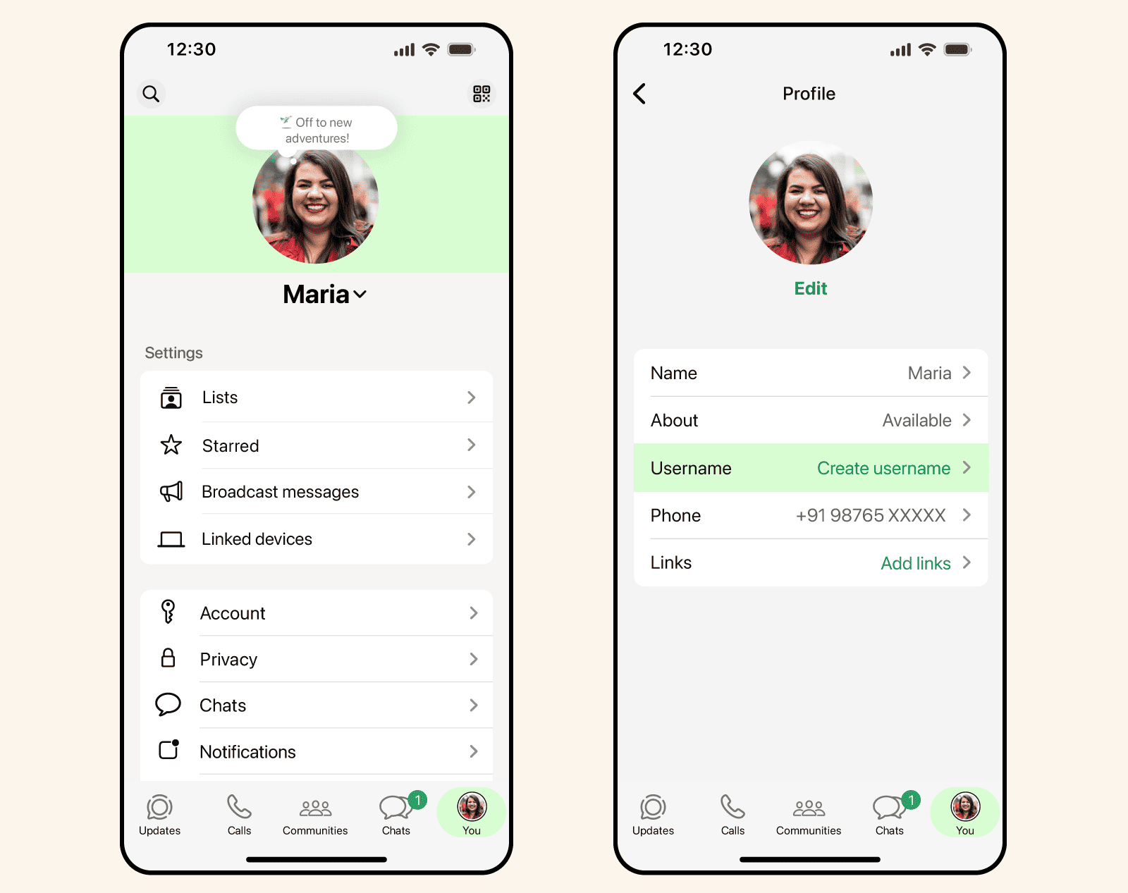 WhatsApp username for iOS users