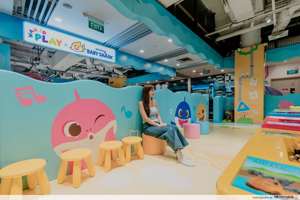Seating area at the Baby Shark indoor playground