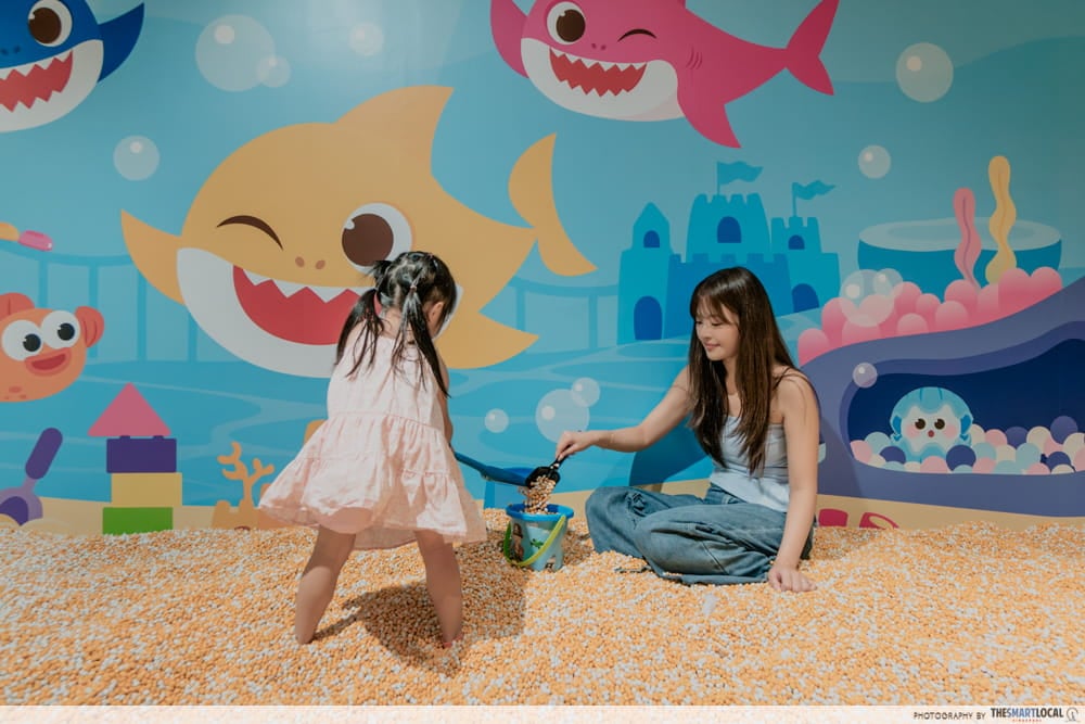 Baby Shark backdrop in the cornfield