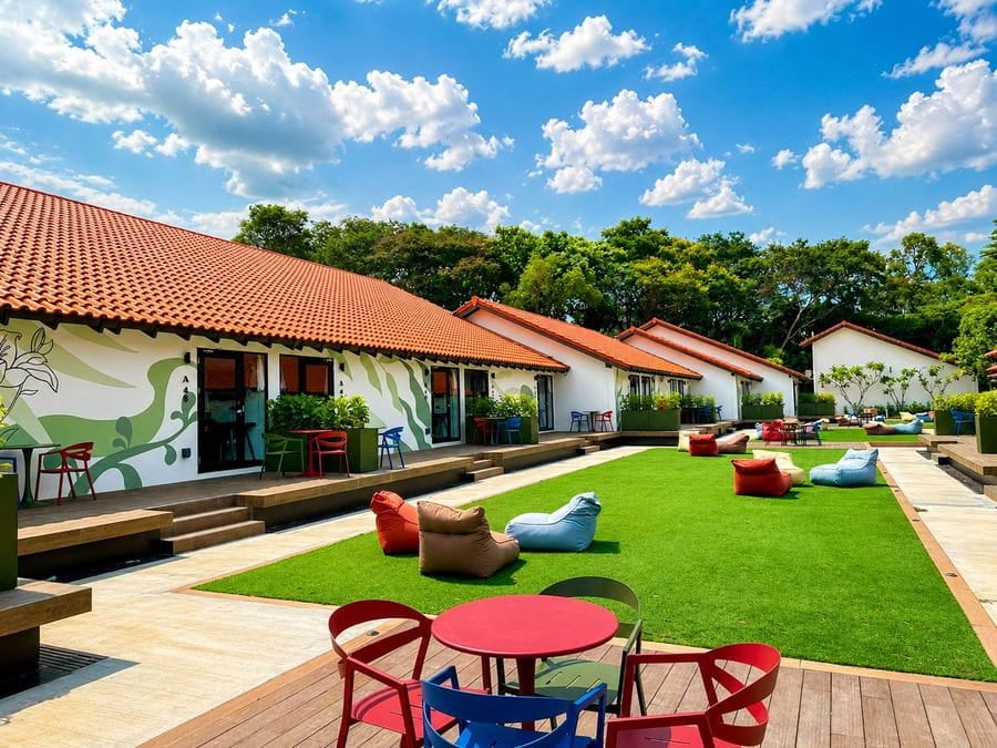 Outdoor lounge area at Coliwoo Resort Changi