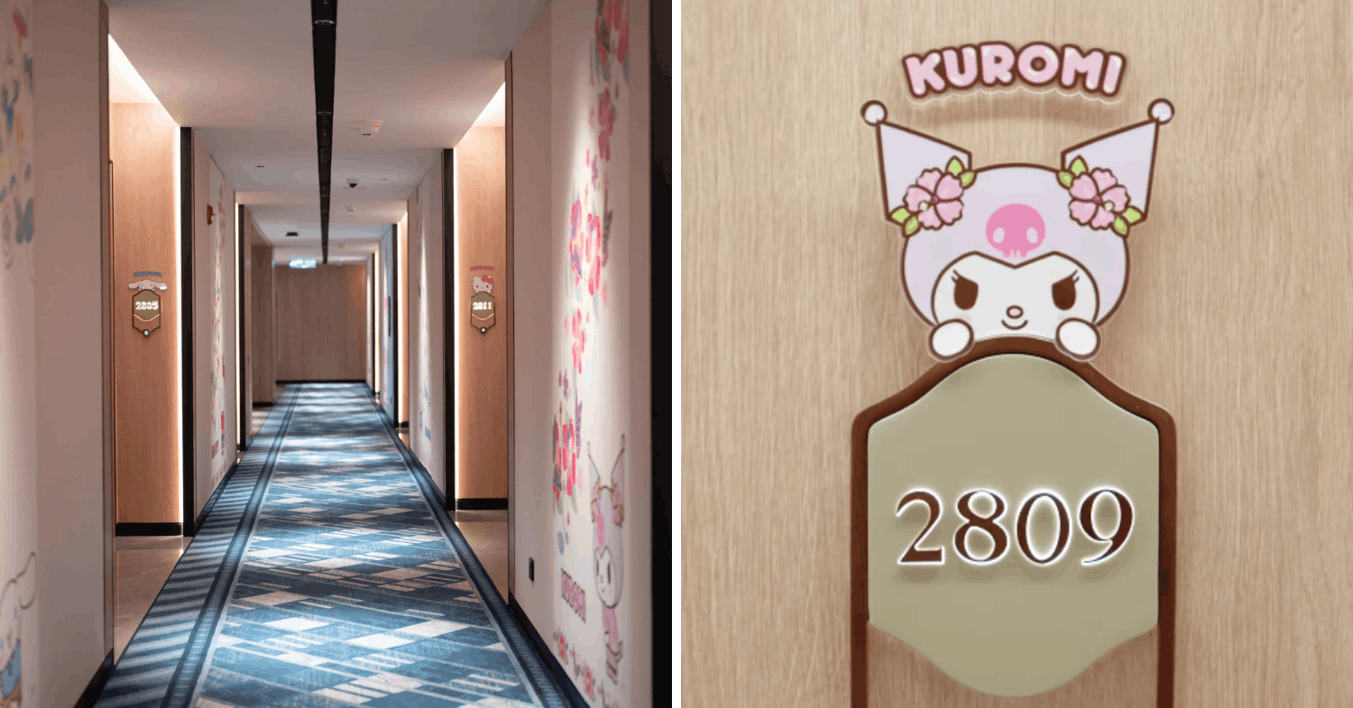 Iconic Marjorie Hotel Penang hotel corridor with Sanrio Characters