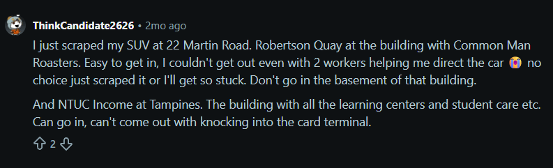 Worst Carparks In Singapore For Low Cars & New Drivers - Robertson Quay Martin Rd
