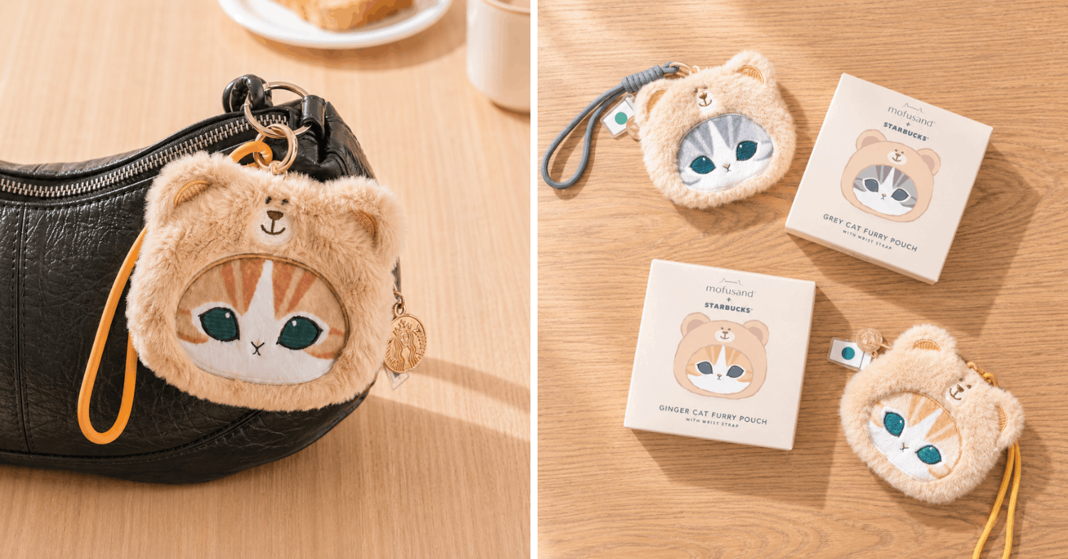 Mofusand x Starbucks wristlet pouches