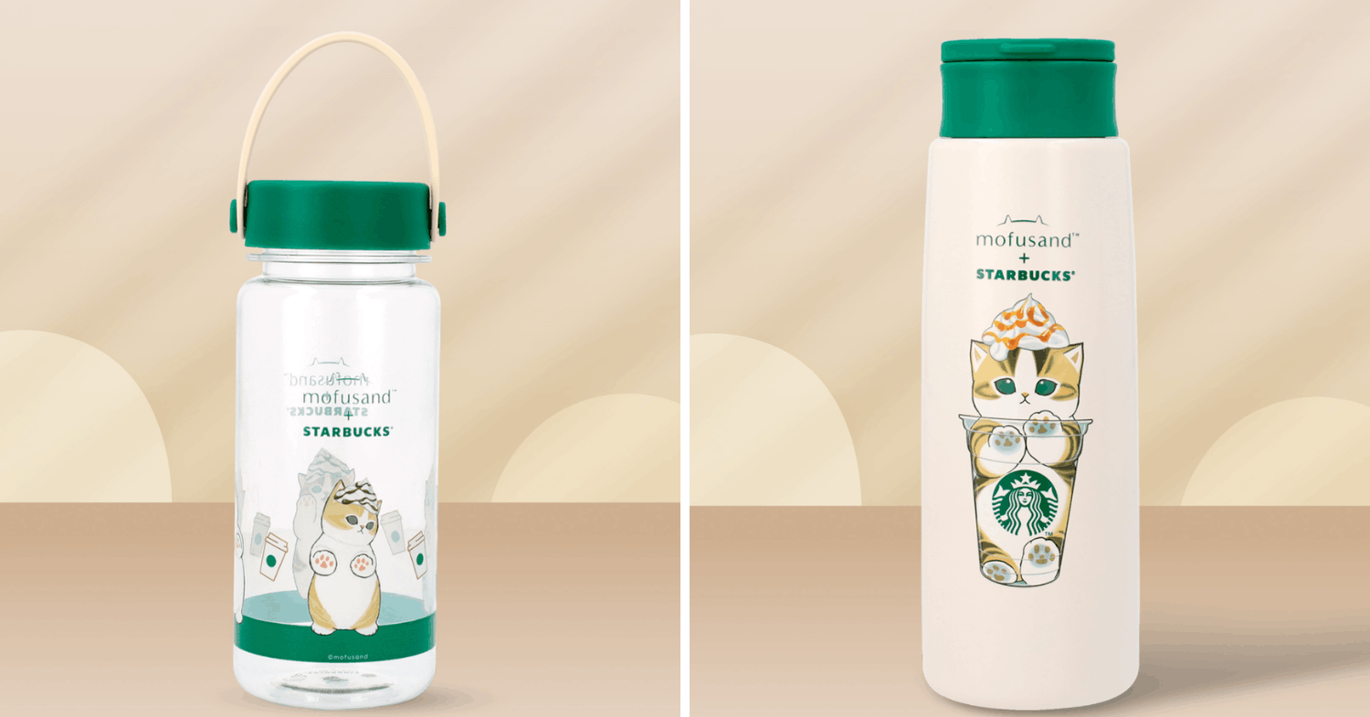 Mofusand x Starbucks tumbler and water bottle
