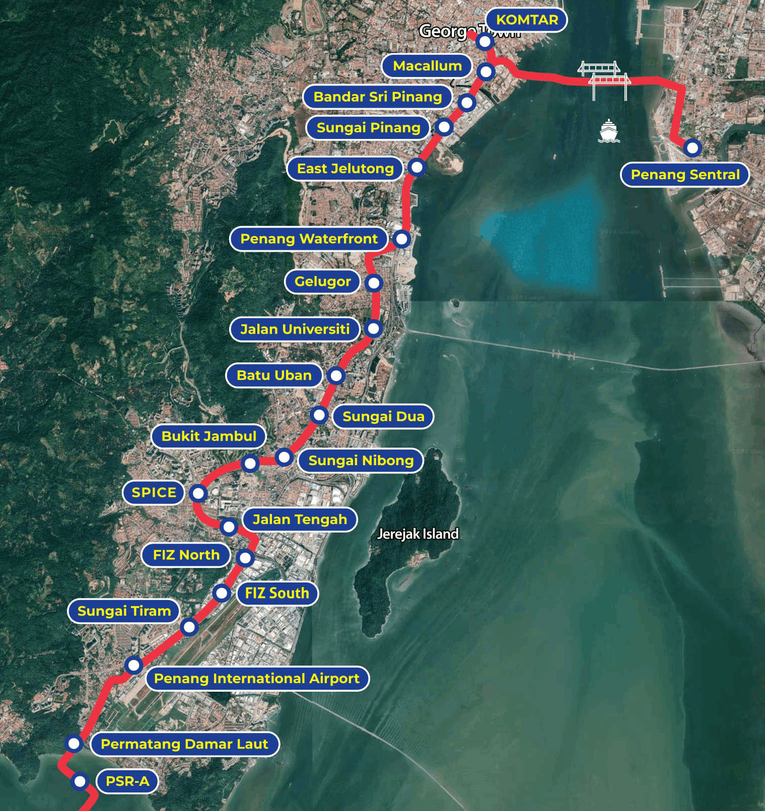 Stations on Mutiara Line