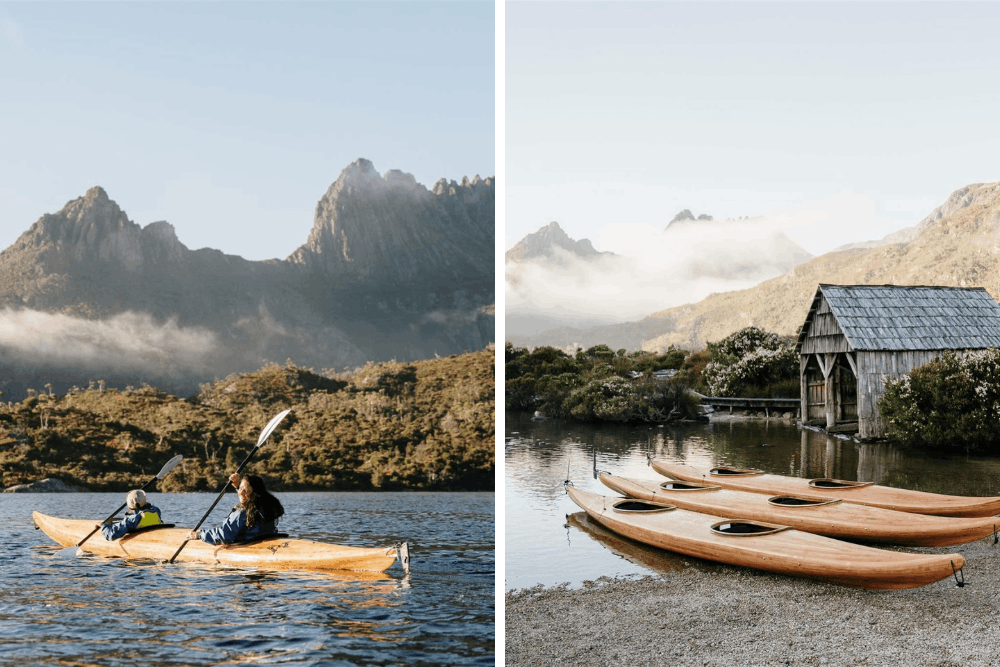 Soft adventure outdoor travel ideas in Tasmania - cradle mountain kayaking