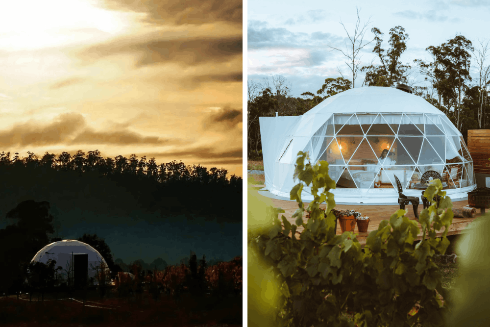 Soft adventure outdoor travel ideas in Tasmania - glamping dome