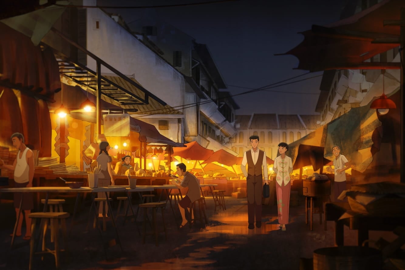 The Violinist movie still showing a street