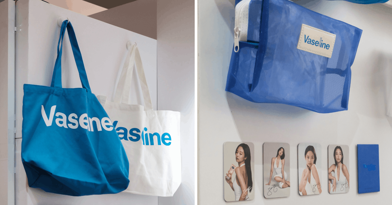 Vaseline tote bags, pouches & photocards