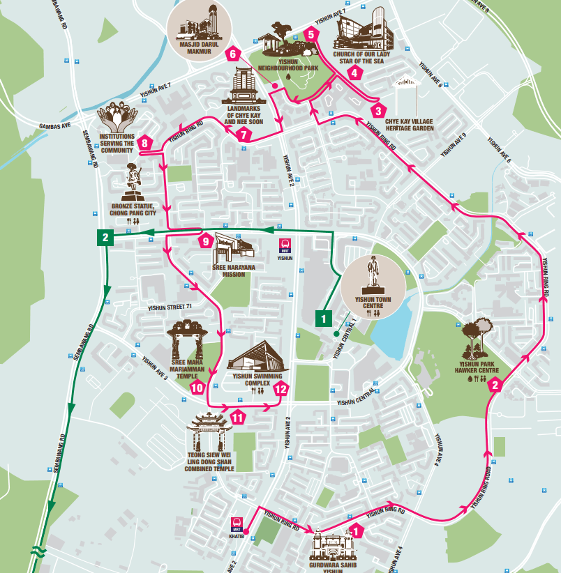 Map of Yishun Heritage Trail