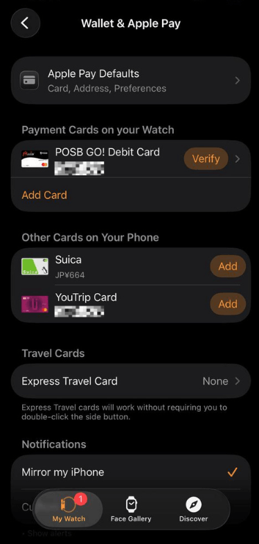 Setting up Apple Pay Express Transit on Apple Watch