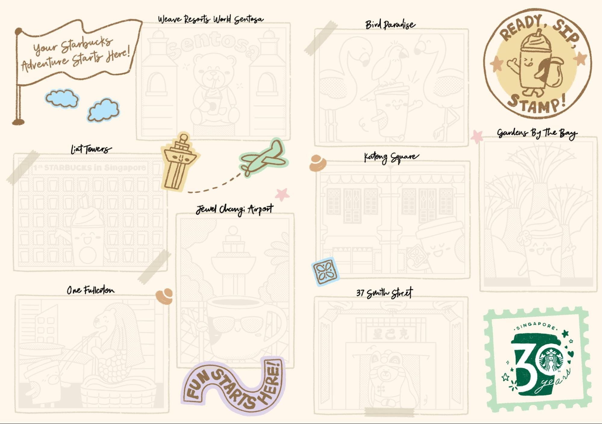 Starbucks Adventure Journal stamp rally - stamp card design