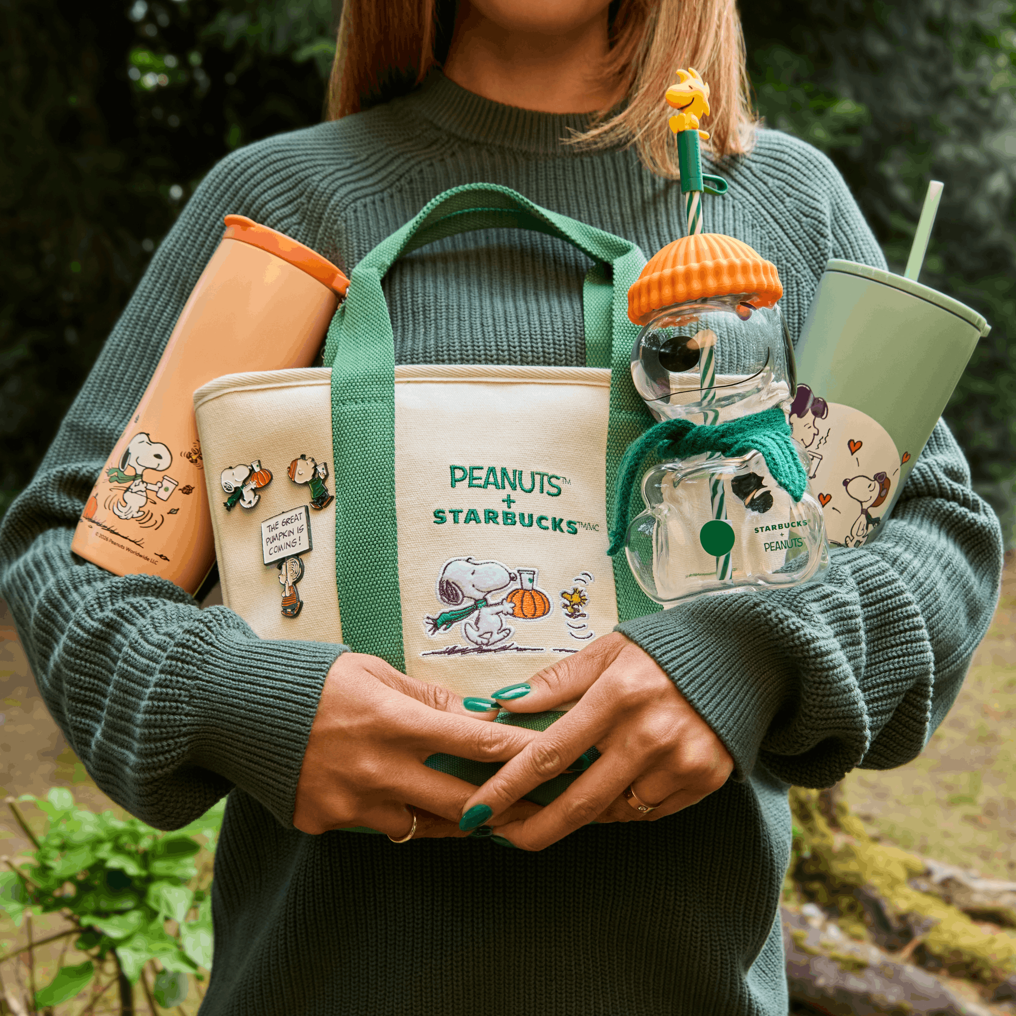 Carrying the Starbucks Peanuts collection