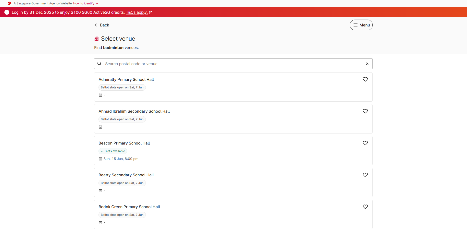 ActiveSG badminton court booking